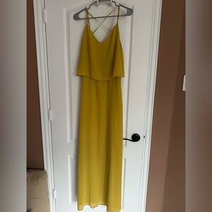 Mango Mustard Maxi Dress with Cross Back – Size M